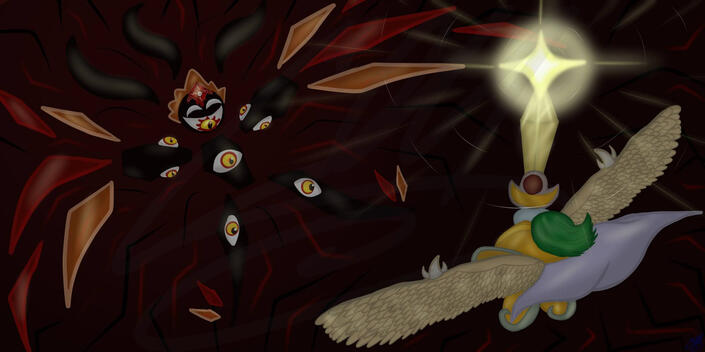 A Dark Matter vs a Fading Star (Kirby fanart) A Dark Matter vs a Fading Star (Kirby fanart)